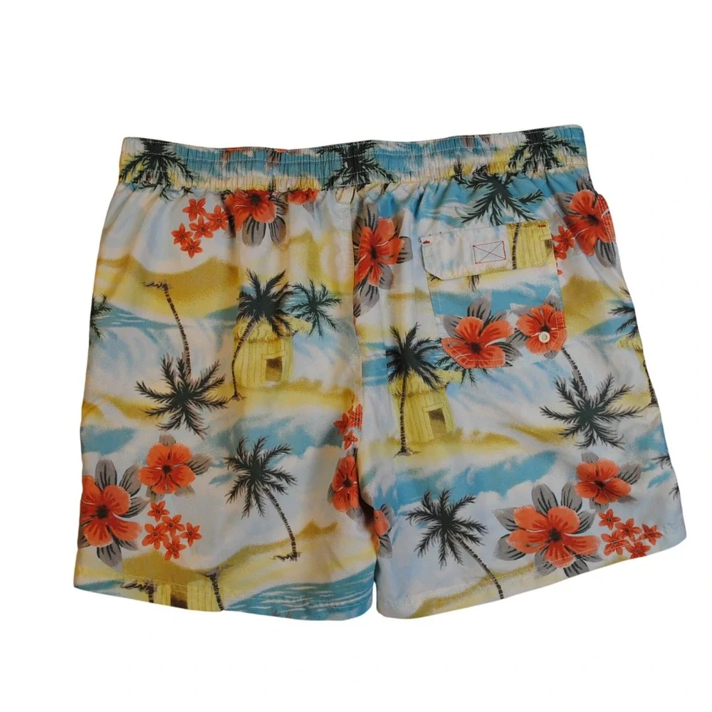 Caribbean Joe Tropical Palm Tree Hibiscus Swim Trunks Board Resort Shorts Men XL
